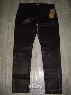 NEW $698 True Religion Black Lamb Leather Pants Jeans Dean Tapered Size 33X32