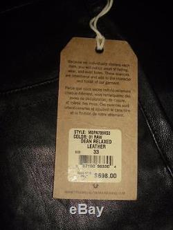 NEW $698 True Religion Black Lamb Leather Pants Jeans Dean Tapered Size 33X32