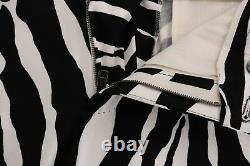 NEW $880 DOLCE & GABBANA Pants White Black Zebra Cotton Stretch Slim IT50 / W36