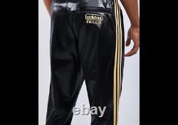 NEW Black + Gold Shiny Adidas Chile 62 Mens Tracksuit Sweat Pants Trousers sz L