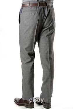 NEW INCOTEX $405 Wool x Cotton /Trousers/Pants/Plaid/Gray x Black EU54