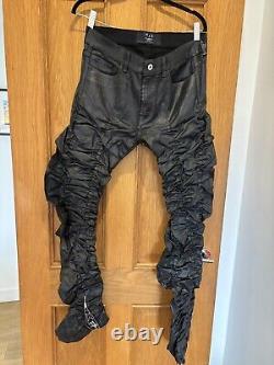 NEW Men's MJB Marc Jacques Burton Black Oil Stack Trousers 32 £470