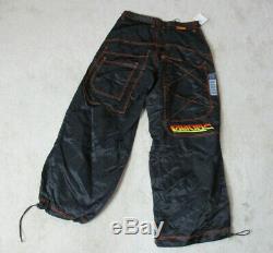 NEW VINTAGE JNCO Jeans Pants Mens Size 30 x 30 Black Orange Nylon Goth Rock 90s