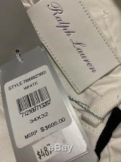 NWT $695 Ralph Lauren Purple Label Mens Jeans Pants White/Black 34/L32 Italy