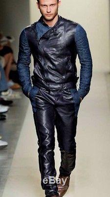 NWT Authentic Bottega Veneta men's Leather And Denim pants size 52, Italy $5300