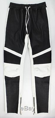 NWT BALMAIN Black and White Contrast Leather Biker Pants Size XL $3210
