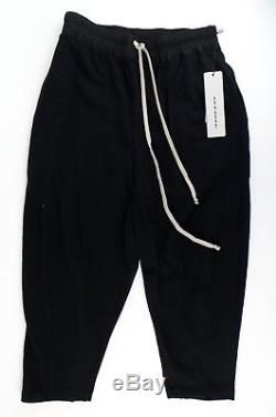 NWT DRKSHDW BY RICK OWENS Black Cotton Woven Drawstrings Cropped Pants M $560