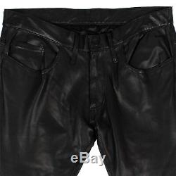 NWT EN NOIR Black Italian Lambskin Leather Five Pocket Pants Size S $1600