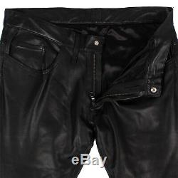 NWT EN NOIR Black Italian Lambskin Leather Five Pocket Pants Size S $1600