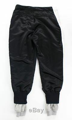 NWT GREG LAUREN Black Satin With Drawstrings Fleece Zipper Lounge Pants 2/S $2065