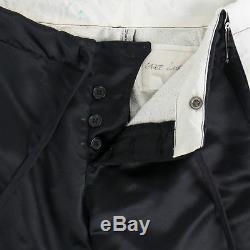 NWT GREG LAUREN Black Satin With Drawstrings Fleece Zipper Lounge Pants 2/S $2065