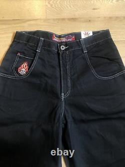 NWT JNCO Jeans Black Jeans Buddha Rave Baggy Pants Mens 34x30 Rare Vintage 90s