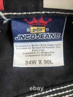 NWT JNCO Jeans Black Jeans Buddha Rave Baggy Pants Mens 34x30 Rare Vintage 90s