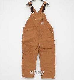 NWT! Men's Carhartt Bib Overalls Quilt Lined Zip-to-Thigh R41-BRN Size 46 x 30