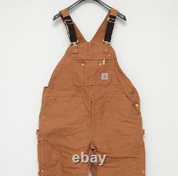 NWT! Men's Carhartt Bib Overalls Quilt Lined Zip-to-Thigh R41-BRN Size 46 x 30