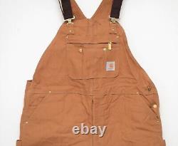 NWT! Men's Carhartt Bib Overalls Quilt Lined Zip-to-Thigh R41-BRN Size 46 x 30