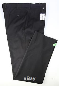 NWT New KITON $1080 Solid Black Cotton Flat Front Chino Pants 40 x Unhemmed