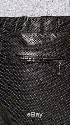 NWT Zanerobe Sureshot Perforated Black Leather Jogger Pants Size 32