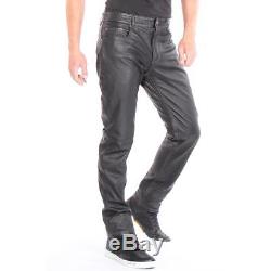 NYS Leather Pants Light Stitch Black Men New