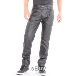 NYS Leather Pants Light Stitch Black Men New