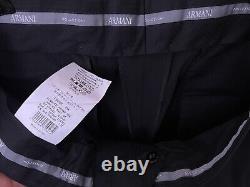 New ARMANI COLLEZIONI Men's Black Wool Straight-Leg Tailored Trousers Size32-33