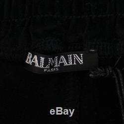 New BALMAIN PARIS Men's Black Cotton Fleece Biker Jogger Pants Size Large $1080