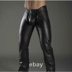 New Genuine Leather Chaps Outside Zip Pants Deluxe single panel Fitted BLUF HOT