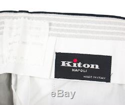New KITON Bespoke Solid Black Wool Classic Fit Dress Pants 52 / 36 NWT $1080