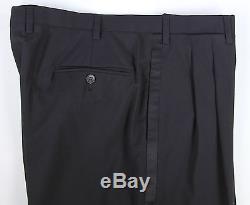 New! KITON Recent Solid Black Pleated Wool Tuxedo Dinner Pants Trousers 35