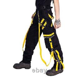 New Men's Stylish Gothic Casual Vortex Pants Black Yellow