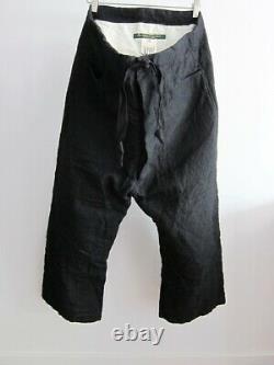 New Paul Harnden Shoemakers Cropped Drawstring Wool/linen Trousers (black, M)
