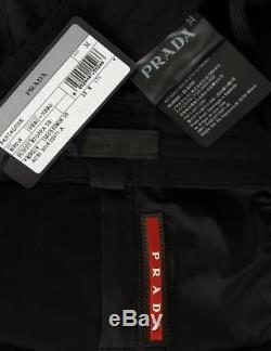 New Prada Black Stretch Red Logo Stripe Track Sport Casual Pants M Medium