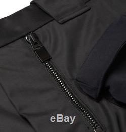 New SS16 BALENCIAGA Tapered Leather-Trimmed Satin Cargo Trousers Black Size 34