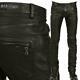 New Sell Men's Slim Fit Leather Motorcycle Pants Zipper Trousers Faux Leather Sz