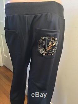 New Versace Jeans Mens Jogger Pant Black with Gold Logo, M lose fit