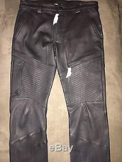 New With Tags Helmut Lang Genuine Black Lamb Leather Moto Pants Size 32 $1795.00