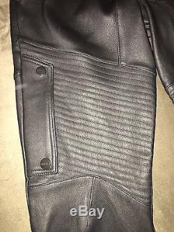 New With Tags Helmut Lang Genuine Black Lamb Leather Moto Pants Size 32 $1795.00