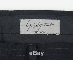 New. YOHJI YAMAMOTO Black Striped Wool Blend Pleated Casual Pants 3/L $1265