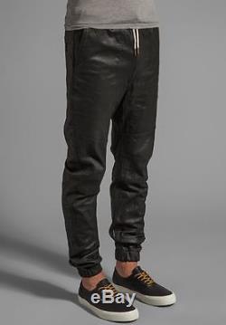 New ZANEROBE SURESHOT 100% Leather Black Jogger Pants $599.99