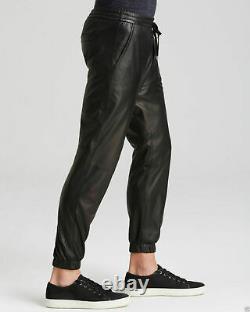 New men`s leather Sweat pants Designer Joggers Running Sports trousers