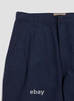 Nigel Cabourn Pleated Chinos Pants Trousers Ripstop Cotton Black Navy W 38