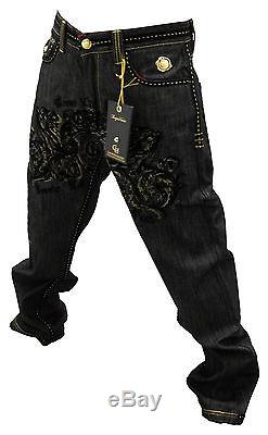 Nwt Authentic Men's Crown Holder Black And Gold Color Jeans Hr58722