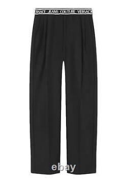 Nwt Versace J. Couture Straight Black Pants With Logoed Bustie 77gaa101 N0357 44