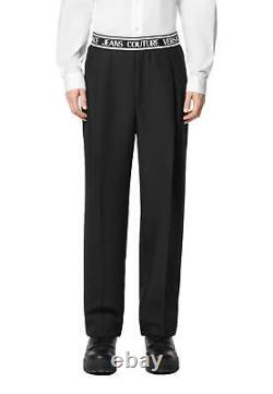 Nwt Versace J. Couture Straight Black Pants With Logoed Bustie 77gaa101 N0357 44