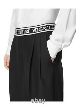 Nwt Versace J. Couture Straight Black Pants With Logoed Bustie 77gaa101 N0357 44