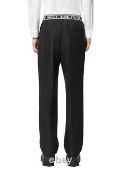 Nwt Versace J. Couture Straight Black Pants With Logoed Bustie 77gaa101 N0357 44