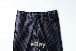 Original Dior Homme AW01 Slimane Striped Shinning Black Men Pants in size ITA 48