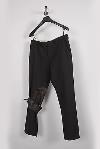 Original Helmut Lang Leather Details Wool Black Men Casual Pants In Size 52