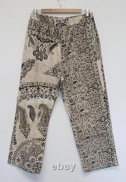 PARIA FARZANEH Men's Neutral Black Iranian Print Cotton Sweat Pants L NEW