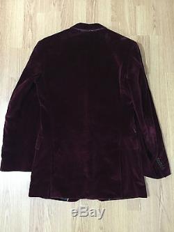 PAUL SMITH LONDON Burgundy Red Velvet Suit Size 38 S M Black Blazer Trousers